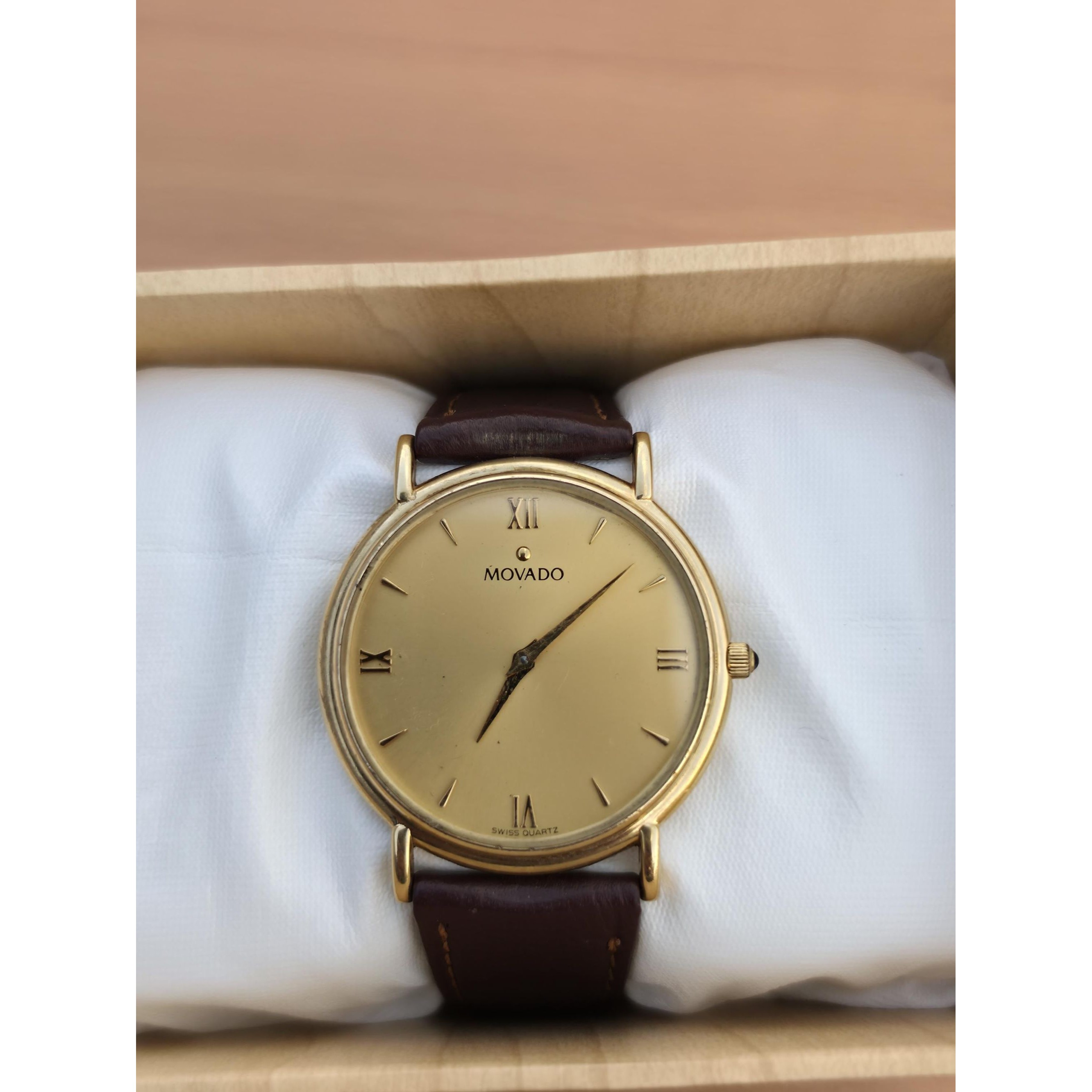 Vintage Movado Museum Watch Gold Champagne Classic Dress Quartz Roman Numeral — image 5 of 8